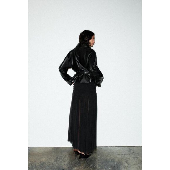 ZARA FAUX LEATHER PEPLUM JACKET - Picture 6 of 9